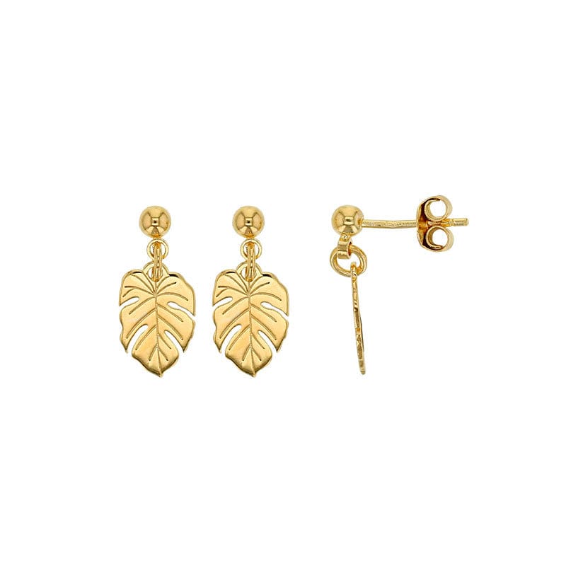 LINA Fine Gold Plated Earrings <br> Leaf