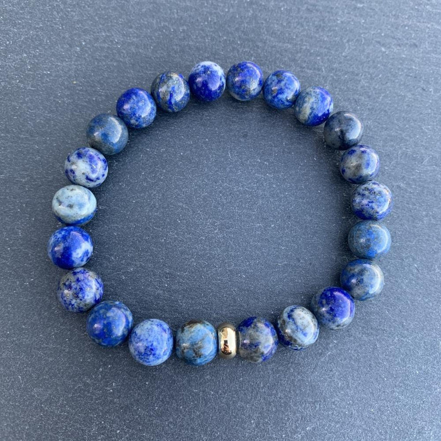 Lapis Lazuli Bracelet Gold Disk