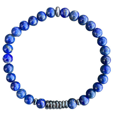 Lapis Lazuli Bracelet Hematite with 7 Square Disks