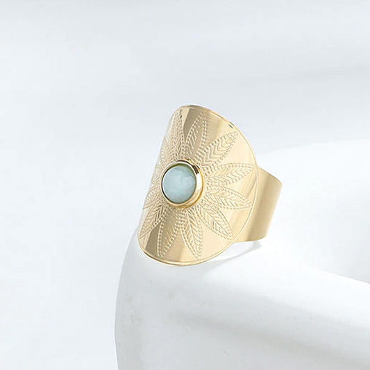 Vintage Ring Stainless steel - Amazonite