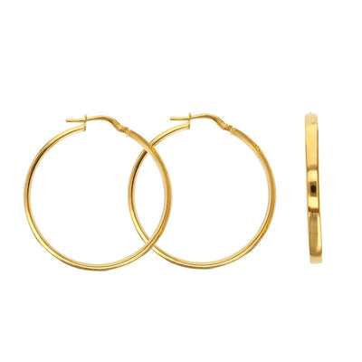 Classic Large Creole Hoops Earrings 23mm 35mm (9k Gold)