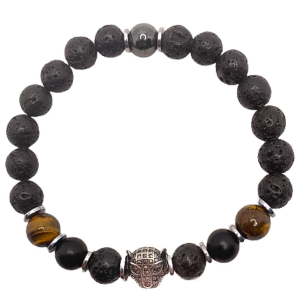 Lava Stone Tiger Eye Jaguar Bracelet