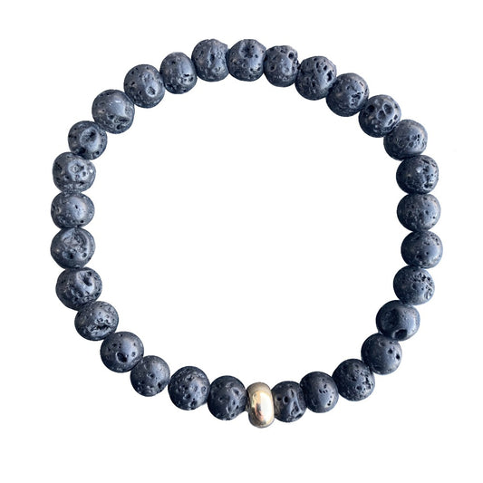 Lava stone bracelet gold disk 6 mm