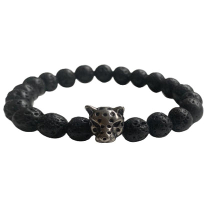 Leopard Lava Stone Bracelet