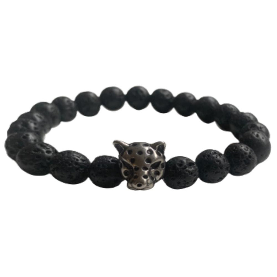 Leopard <br> Lava Stone Bracelet (Stainless Steel)