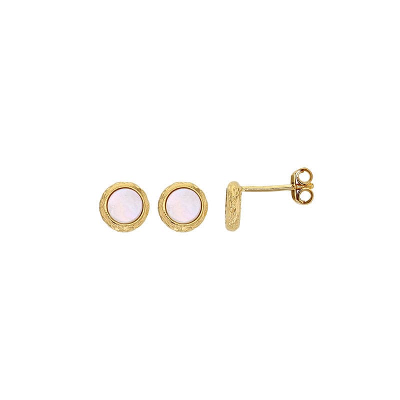 MAMA Gold Plated Earrings Stud <br> Mother pearl