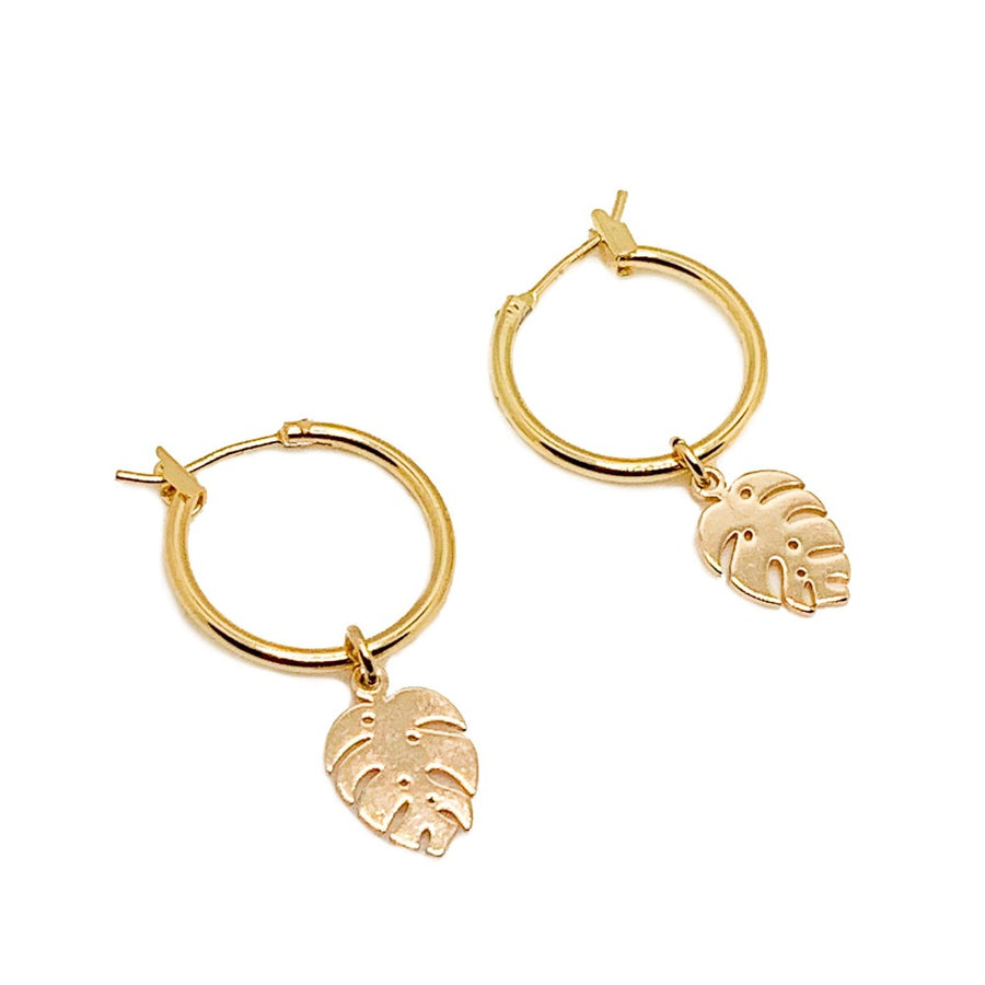 Monstera Leaf Hoops Earrings | Mi Cielo London