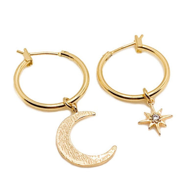 Hoops Moon and Stardust Earrings Gold | Mi Cielo London