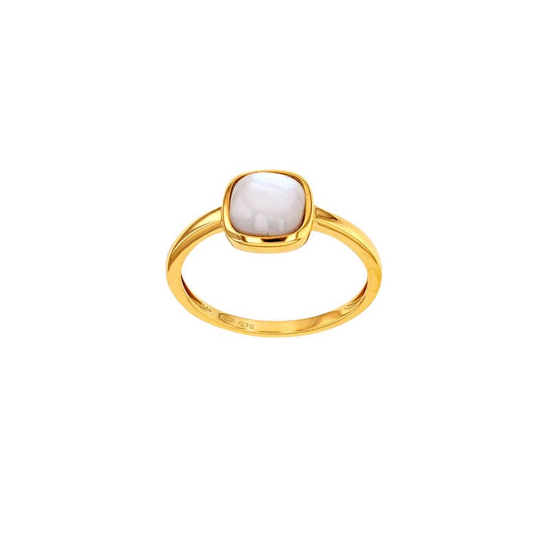 Mother Pearl Gold Ring, Cabochon (9k Gold)