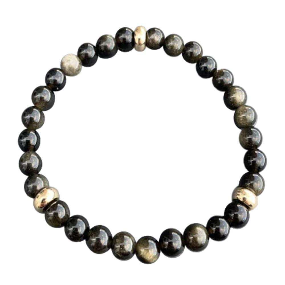 Gold Sheen Obsidian Bracelet Gold Disks