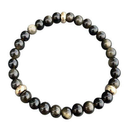 Gold Sheen Obsidian Bracelet Gold Disks