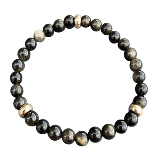 Gold Sheen Obsidian Bracelet Gold Disks
