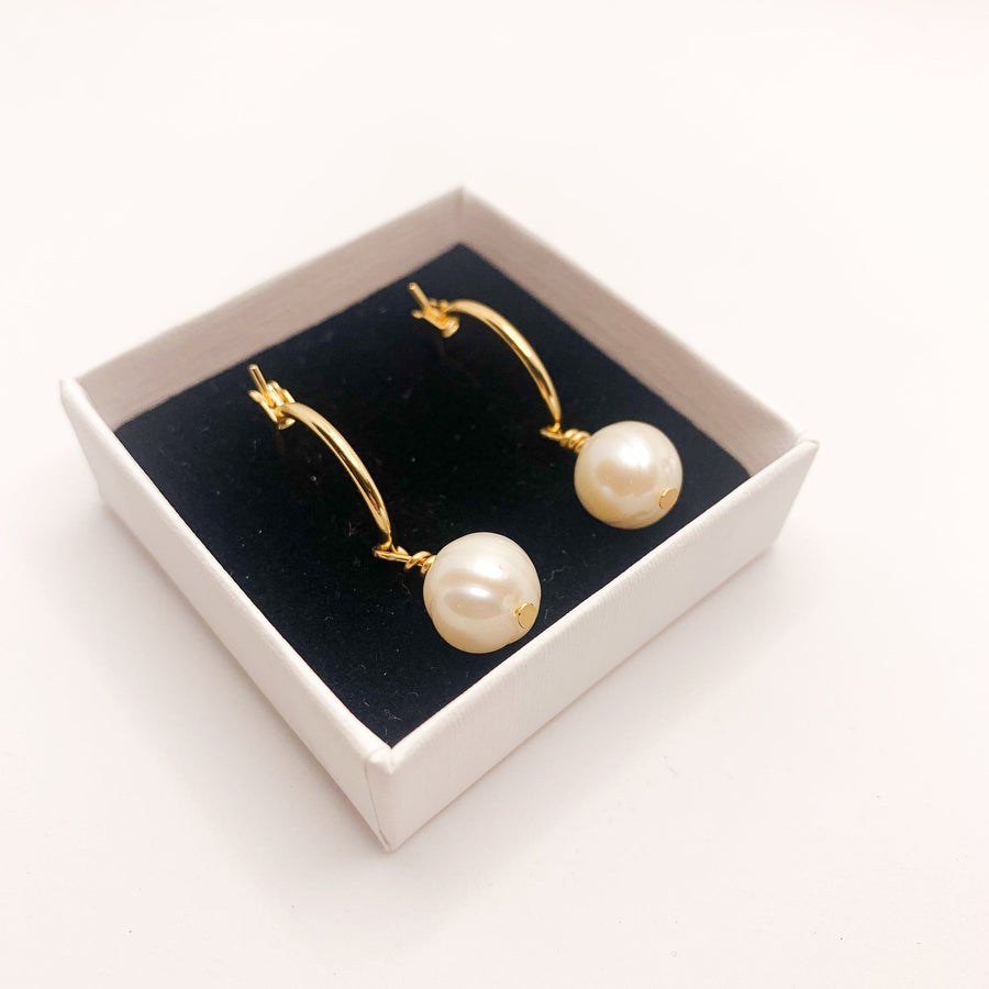 Pearl Hoops Earrings | Mi Cielo London