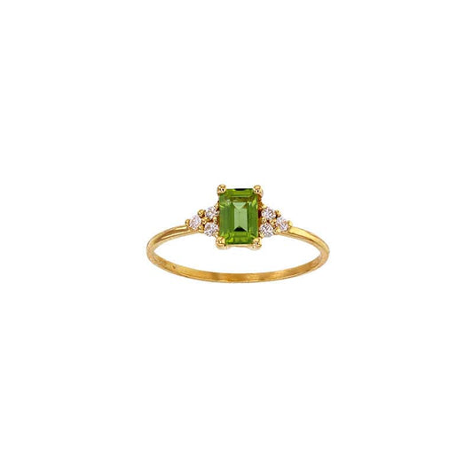 Peridot Solitaire Diamonds Gold Ring (18k Gold)