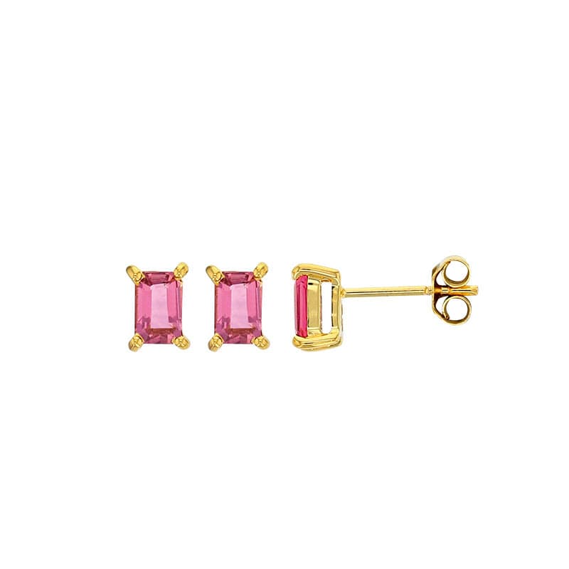 Pink Tourmaline Earrings rectangular (18k Gold)
