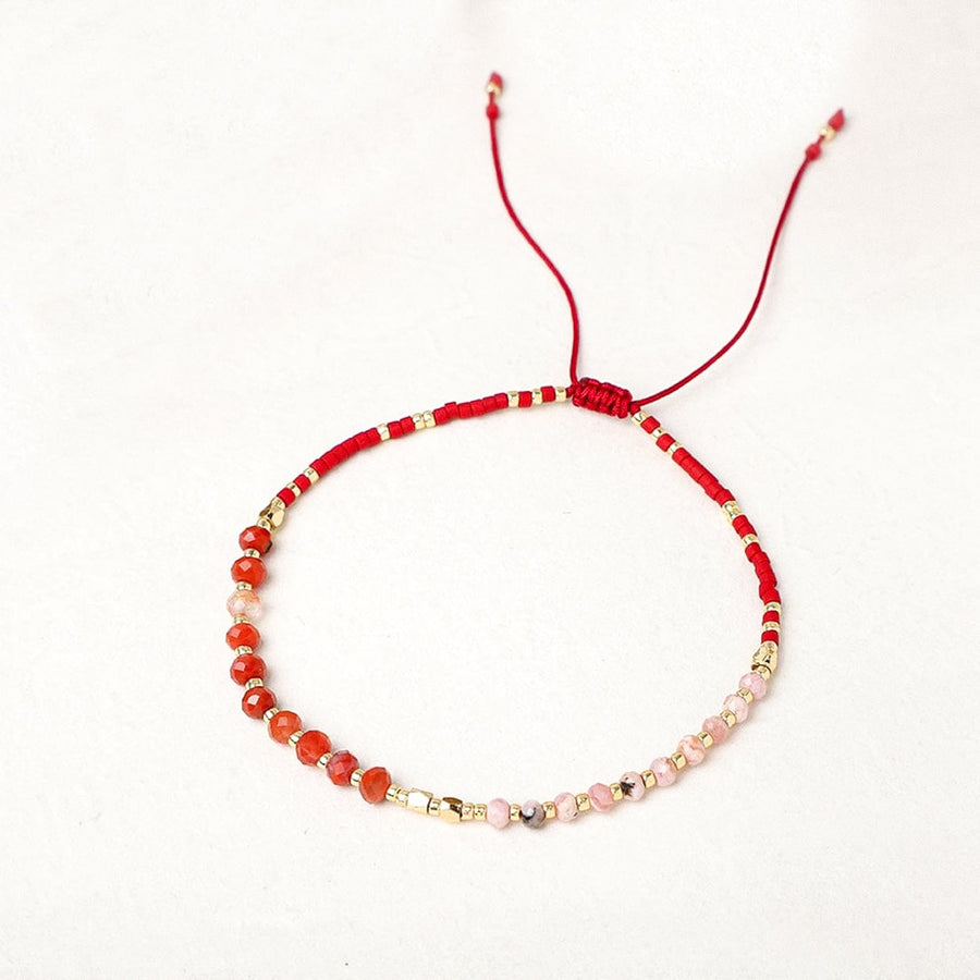 Red Friendship Bracelet <br> Carnelian Rhodonite