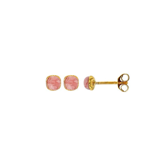 Rhodochrosite Stud Earrings Gold 18k