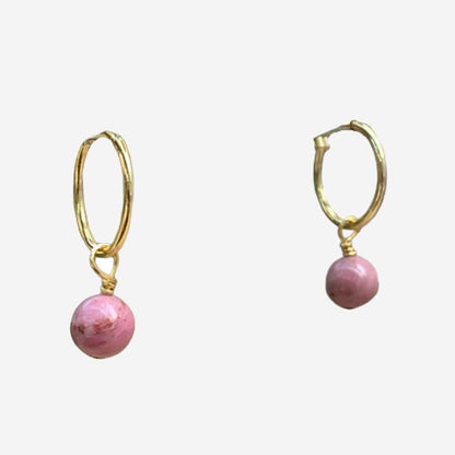 Rhodonite Hoops Earrings (Gold Plated 18k)