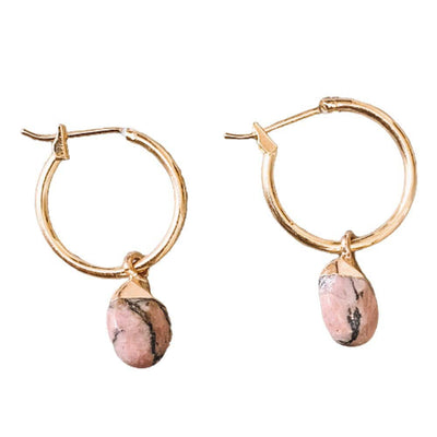 Rhodonite Hoops Gold (18k Gold plated)