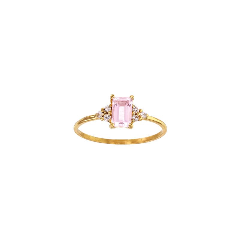 Rose quartz Solitaire Diamonds Gold Ring (18k Gold)