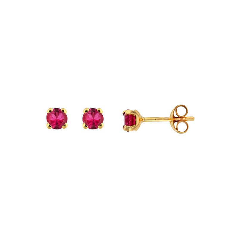 Ruby Stud Earrings Gold 18k 4mm