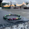 Ruby-zoisite bracelet with gold disks
