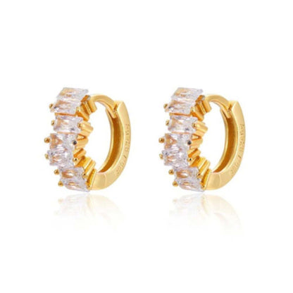 SHYNE Eclectic Pave Zirconia Hoops Earrings (Sterling Silver) | Mi Cielo London