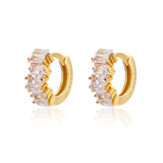 SHYNE Eclectic Pave Zirconia Hoops Earrings (Sterling Silver) | Mi Cielo London
