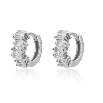 SHYNE Eclectic Pave Zirconia Hoops Earrings (Sterling Silver) | Mi Cielo London