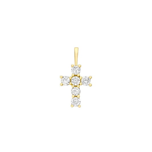 Small Gold Cross Pendant cz (9K Gold)