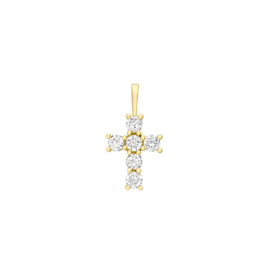 Small Gold Cross Pendant cz (9K Gold)