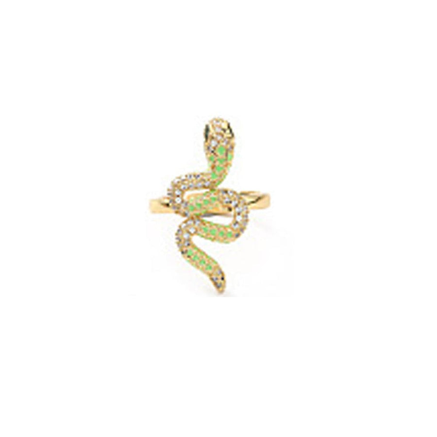 Snake Gold Ring Multicolored cz