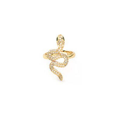 Snake Gold Ring Multicolored cz