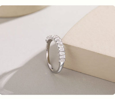 Sterling Silver Half Eternity Ring, Pave Stone