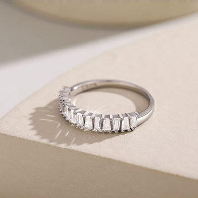 Sterling Silver Half Eternity Ring, Pave Stone
