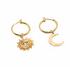Sun and Moon Gold Hoops Earrings