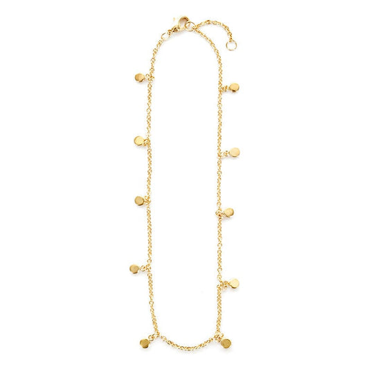 TATIANA Anklet <br> Flat Disk charms ankle chain gold plated