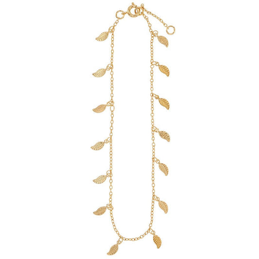 TINA Anklet <br> Leaves charm ankle chain gold plated