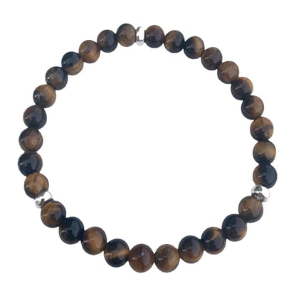 Tiger Eye Bracelet with 3 Silver Disks 6mm