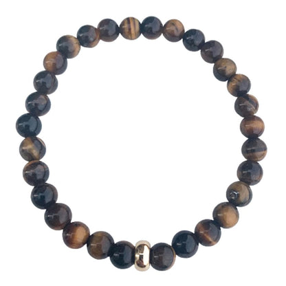 Tiger Eye Bracelet with Gold Disk 6mm