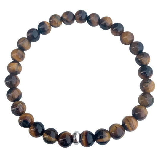 Tiger Eye Bracelet with Silver Disks 6mm
