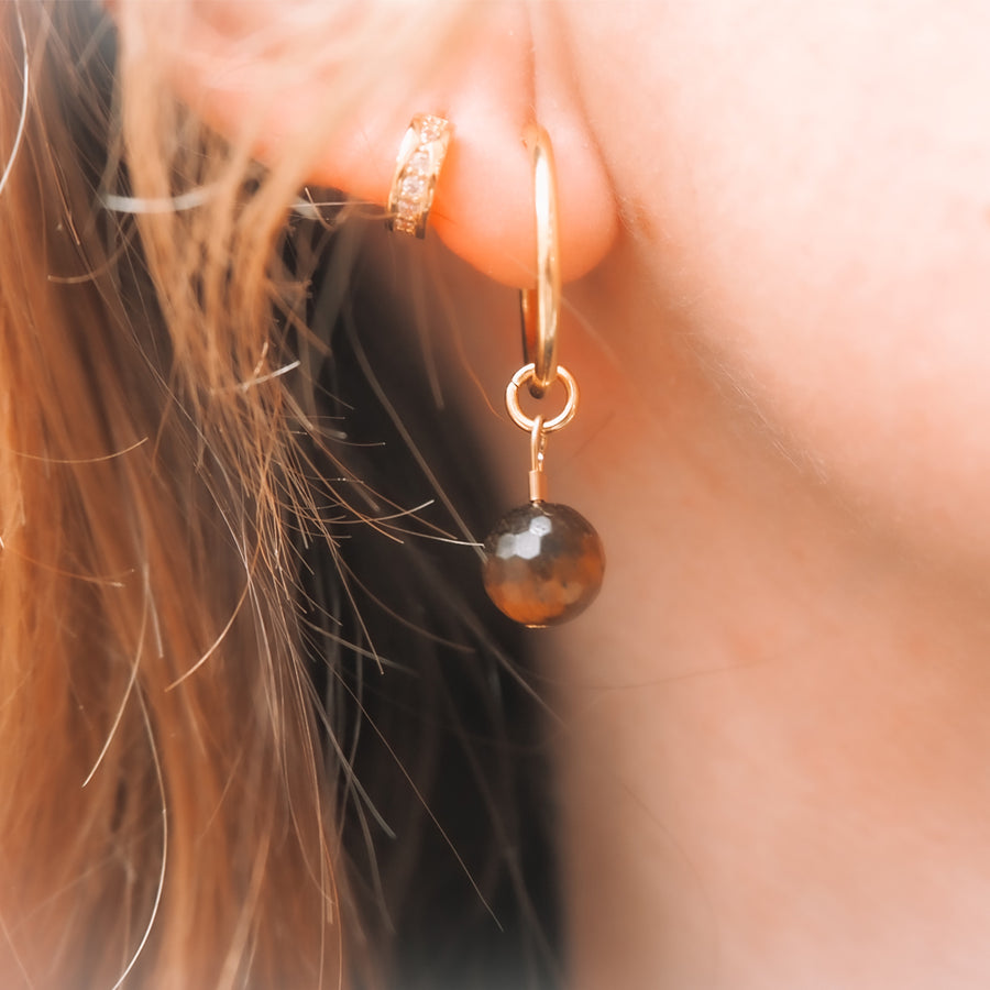 Tiger Eye Hoops Earrings <br> Classic