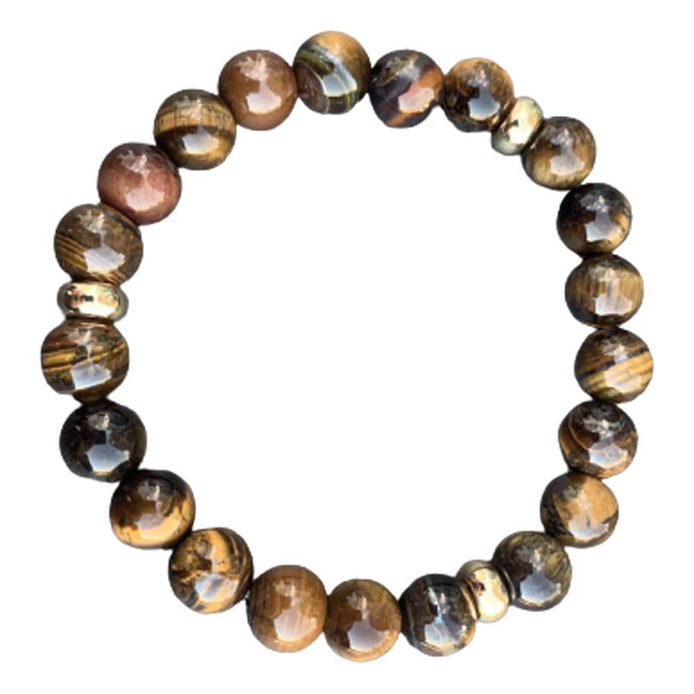Tiger Eye Bracelet with Gold Disks