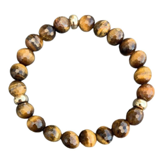 Tiger Eye Bracelet <br> Gold Disk