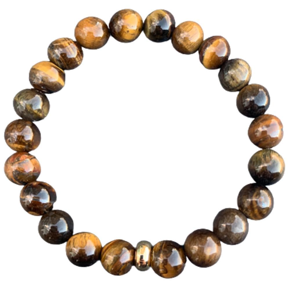 Tiger Eye Bracelet with a Gold Disk