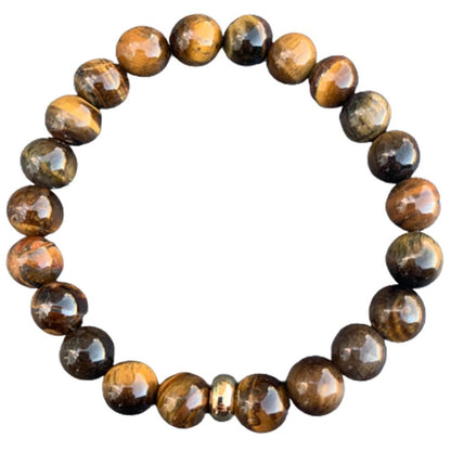 Tiger Eye Bracelet with a Gold Disk