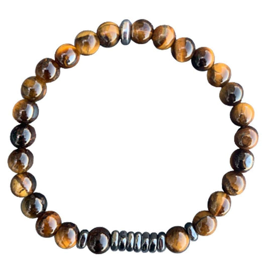 Tiger Eye Bracelet Hematite 7 Square Disks