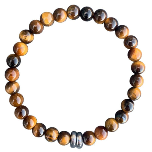 Tiger Eye Bracelet Hematite Duo Disks 