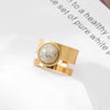 Geometric Retro Ring Stainless steel - Labradorite
