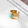 Geometric Retro Ring Stainless steel - Turquoise